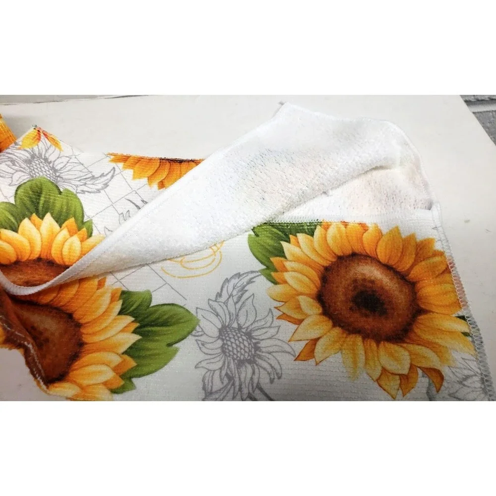 3 pc KITCHEN SET:1POT HOLDER,1OVEN MITT,1MICROFIBER TOWEL,SUNFLOWERS & BIRD,K&Co